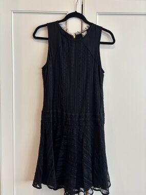 Ali Ro Black Lace A-Line Sleeveless Mini Dress